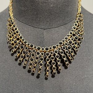 Ann Taylor vintage Gold and Black bib statement Necklace